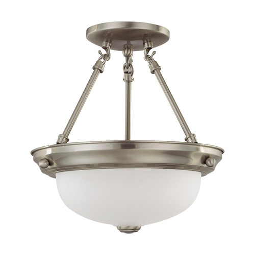 Nuvo 60/3294 2 Light; 11 in.; Semi-Flush with Frosted White Glass; (2) 13W GU24 Lamps Included