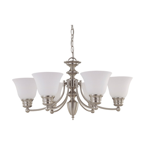 Nuvo 60/3305 Empire ES; 6 Light; 26 in.; Chandelier with Frosted White Glass; (6) 13W GU24 Lamps Included