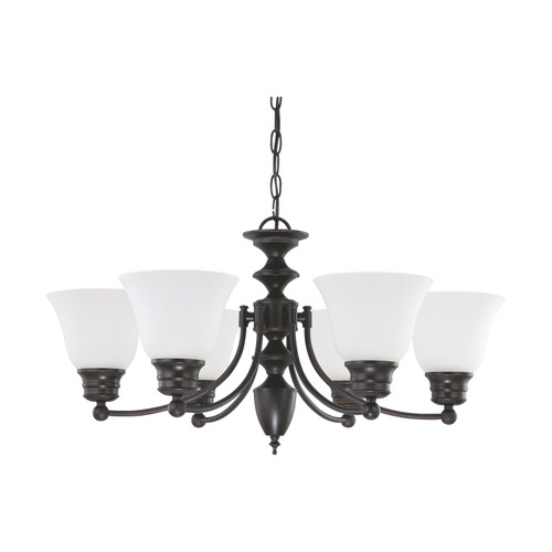 Nuvo 60/3359 Empire ES; 6 Light; 26 in.; Chandelier with Frosted White Glass; (6) 13W GU24 Lamps Included