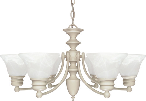 Nuvo 60/359 Empire; 6 Light; 26 in.; Chandelier with Alabaster Glass Bell Shades