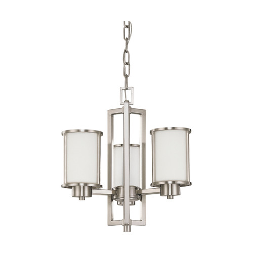 Nuvo 60/3805 Odeon ES; 3 Light; Chandelier with White Glass; (3) 13W GU24 Lamps Included