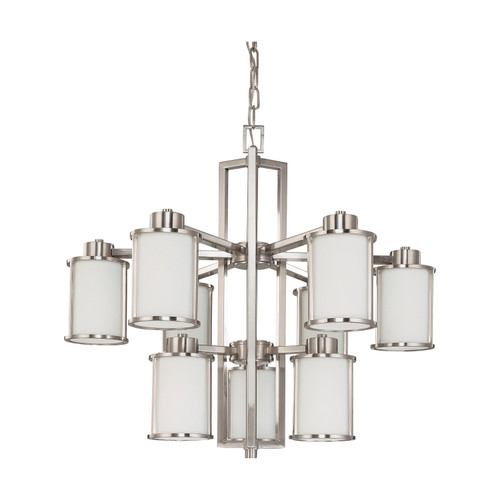 Nuvo 60/3809 Odeon ES; 9 Light; Chandelier with White Glass; (9) 13W GU24 Lamps Included