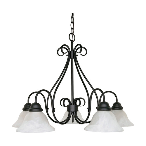 Nuvo 60/381 Castillo; 5 Light; 28 in.; Chandelier with Alabaster Swirl Glass