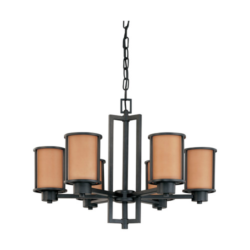 Nuvo 60/3826 Odeon ES; 6 Light; Chandelier with Parchment Glass; (6) 13W GU24 Lamps Included