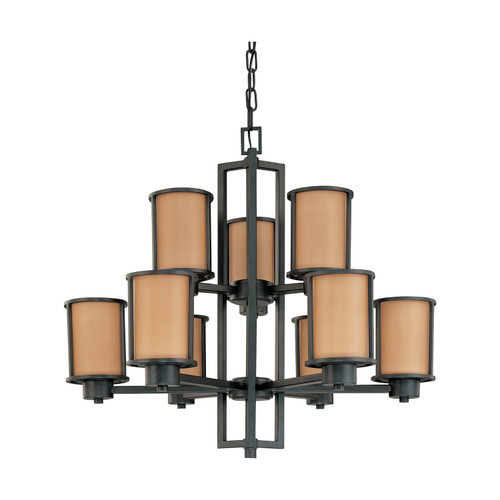 Nuvo 60/3829 Odeon ES; 9 Light; Chandelier with Parchment Glass; (9) 13W GU24 Lamps Included