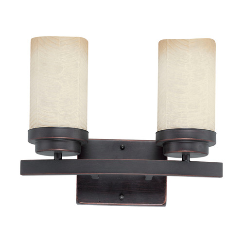 Nuvo 60/3842 Lucern ES; 2 Light; Vanity with Saddle Stone Glass; (2) 13W GU24 Lamps Included