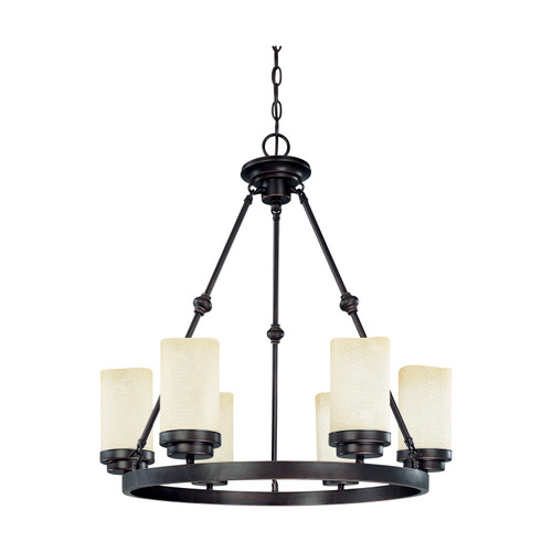 Nuvo 60/3846 Lucern ES; 6 Light; 22 in.; Round Chndlr with Saddle Stone Glass; (6) 13W GU24 Lamps Included