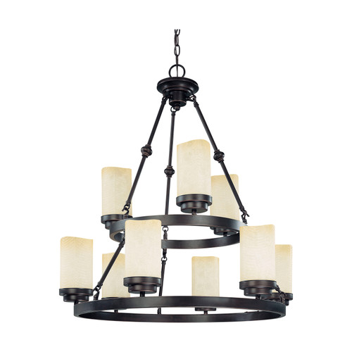 Nuvo 60/3849 Lucern ES; 9 Light; Chandelier with Saddle Stone Glass; (9) 13W GU24 Lamps Included