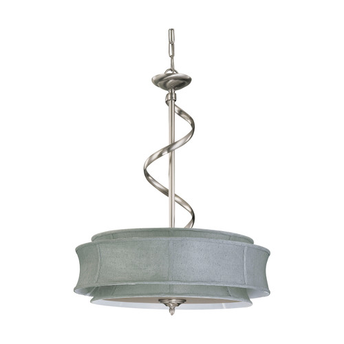 Nuvo 60/3872 Darwin ES; 3 Light; Pendant with Grey Fabric Shade; (3) 13W GU24 Lamps Included