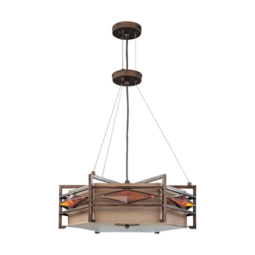 Nuvo 60/3875 Gable ES; 3 Light; Pendant with Golden Bronze Fabric Shade; (3) 13W GU24 Lamps Included