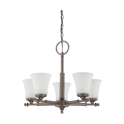 Nuvo 60/4015 Teller; 5 Light; Chandelier with Frosted Etched Glass