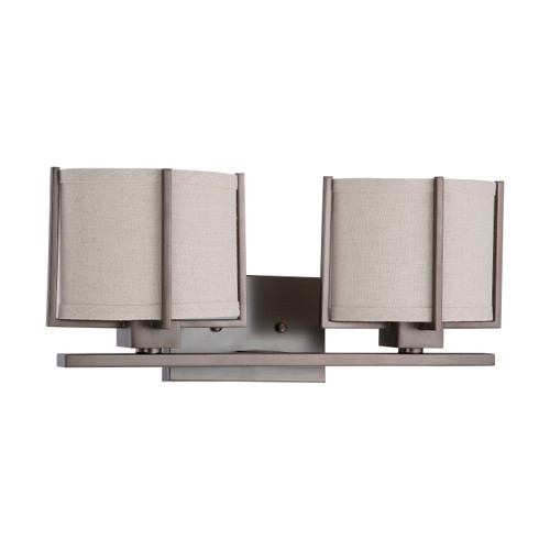 Nuvo 60/4042 Portia ES; 2 Light; Vanity with Khaki Fabric Shades; (2) 13W GU24 Lamps Included