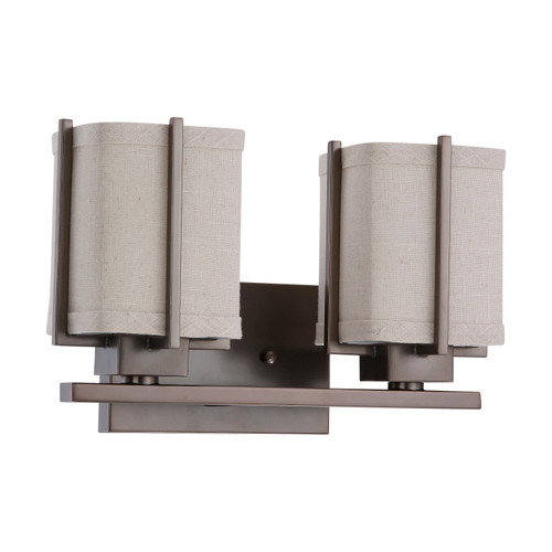 Nuvo 60/4062 Logan ES; 2 Light; Vanity with Khaki Fabric Shade; (2) 13W GU24 Lamps Included