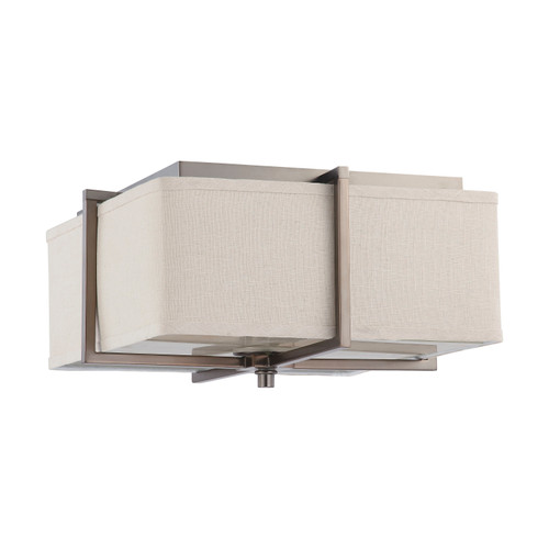 Nuvo 60/4068 Logas ES; 2 Light; Square Flush with Khaki Fabric Shade; (2) 13W GU24 Lamps Included