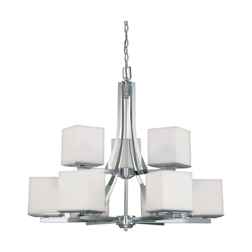 Nuvo 60/4089 Bento; 9 Light; Two Tier Chandelier with Satin White Glass
