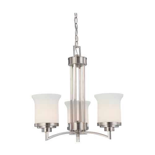 Nuvo 60/4104 Harmony; 3 Light; Chandelier with Satin White Glass