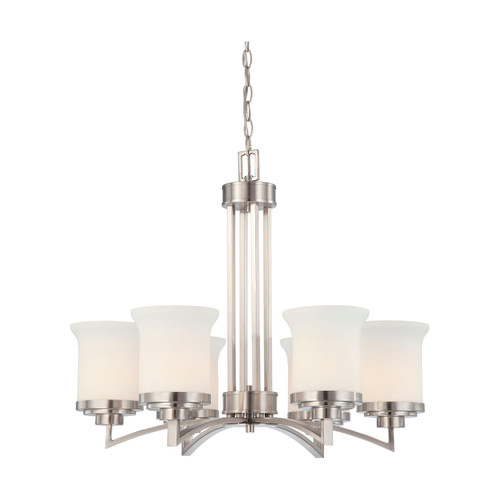 Nuvo 60/4105 Harmony; 6 Light; Chandelier with Satin White Glass