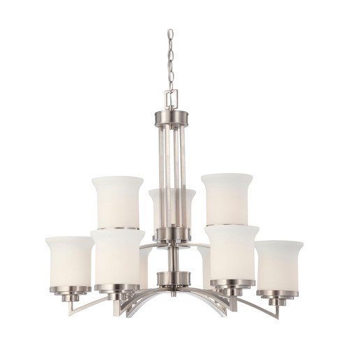 Nuvo 60/4109 Harmony; 9 Light; Two Tier Chandelier with Satin White Glass