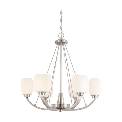 Nuvo 60/4186 Helium; 6 Light; Chandelier with Satin White Glass