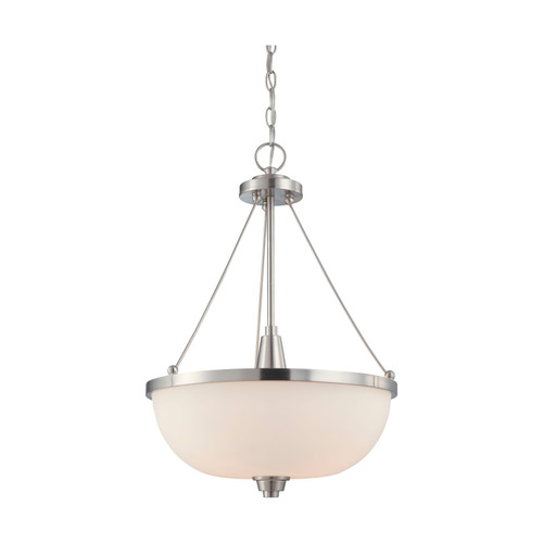 Nuvo 60/4187 Helium; 3 Light; Pendant with Satin White Glass