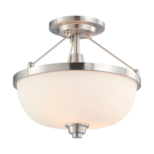 Nuvo 60/4188 Helium; 2 Light; Semi-Flush Fixture with Satin White Glass