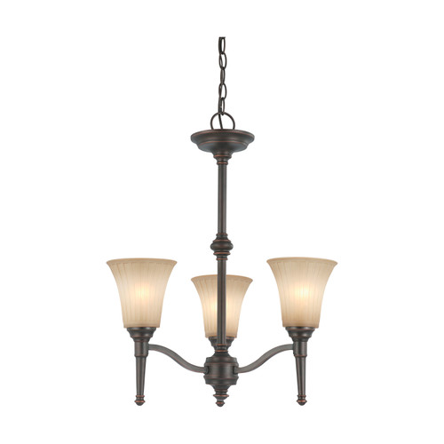 Nuvo 60/4245 Franklin; 3 Light; Chandelier with Sienna Glass