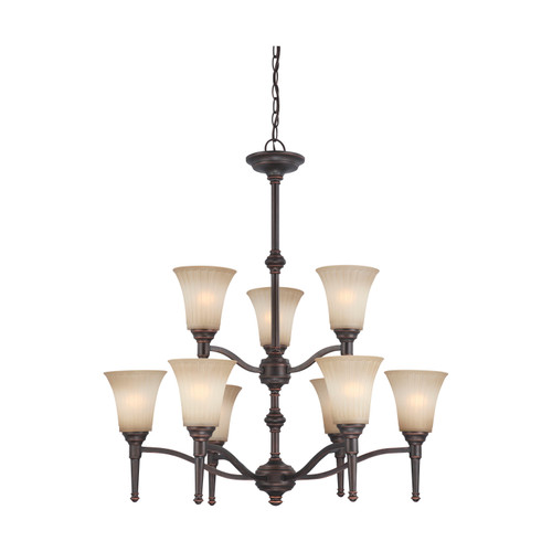 Nuvo 60/4249 Franklin; 12 Light; Two Tier Chandelier with Sienna Glass