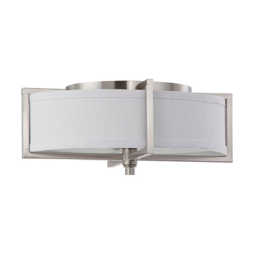 Nuvo 60/4348 Portia ES; 2 Light; Oval Flush with Slate Gray Fabric Shade; (2) 13W GU24 Lamps Included