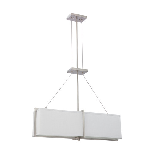 Nuvo 60/4365 Logas ES; 4 Light; Square Pendant with Slate Gray Fabric Shade; (4) 13W GU24 Lamps Incl.