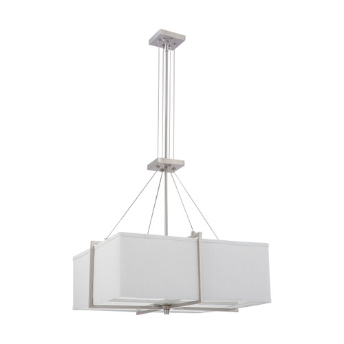 Nuvo 60/4367 Logan ES; 2 Light; Square Pendant with Slate Gray Fabric Shade; (2) 13W GU24 Lamps Incl.