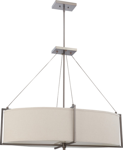 Nuvo 60/4456 Portia; 6 Light; Oval Pendant with Khaki Fabric Shade