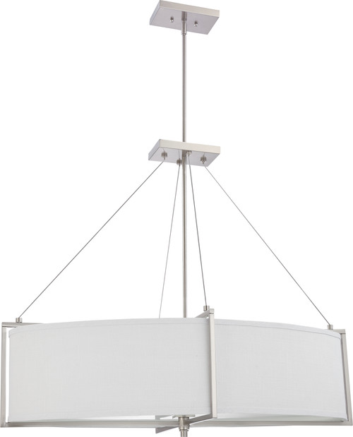 Nuvo 60/4466 Portia; 6 Light; Oval Pendant with Slate Gray Fabric Shade