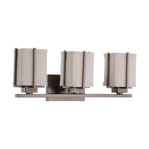 Nuvo 60/4483 Logan; 3 Light; Vanity with Khaki Fabric Shade; (3) 13W GU24 Lamps Included