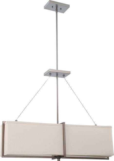 Nuvo 60/4485 Logan; 4 Light; Square Pendant with Khaki Fabric Shade; (4) 13W GU24 Lamps Included