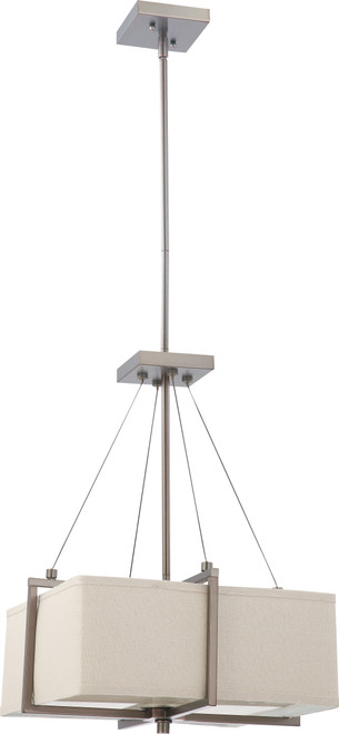 Nuvo 60/4486 Logan; 2 Light; Square Pendant with Khaki Fabric Shade- (2) 13W GU24 Lamps Included