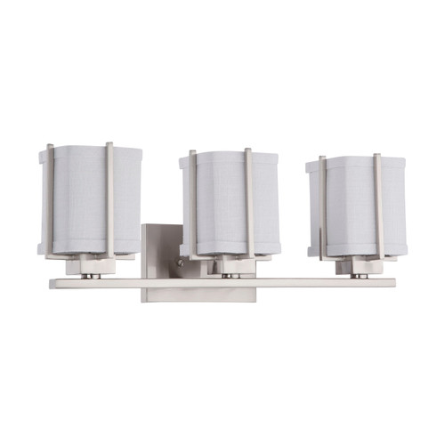 Nuvo 60/4503 Logan; 3 Light; Vanity with Slate Gray Fabric Shade; (3) 13W GU24 Lamps Included