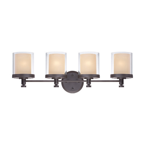 Nuvo 60/4544 Decker; 4 Light; Vanity Fixture with Clear and Cream Glass