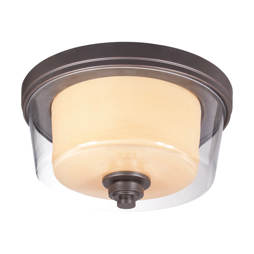 Nuvo 60/4551 Decker; 2 Light; Medium Flush Fixture with Clear and Cream Glass