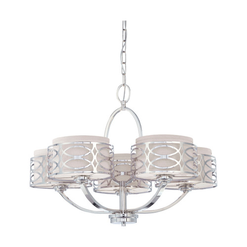 Nuvo 60/4625 Harlow; 5 Light; Chandelier with Slate Gray Fabric Shades