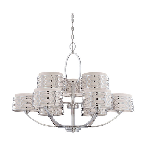 Nuvo 60/4630 Harlow; 9 Light; Chandelier with Slate Gray Fabric Shades