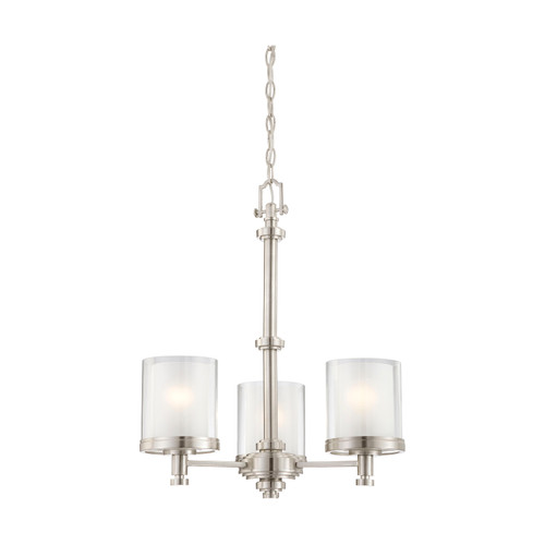 Nuvo 60/4647 Decker; 3 Light; Chandelier with Clear and Frosted Glass
