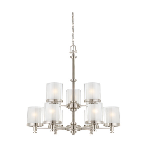 Nuvo 60/4649 Decker; 9 Light; Chandelier with Clear and Frosted Glass