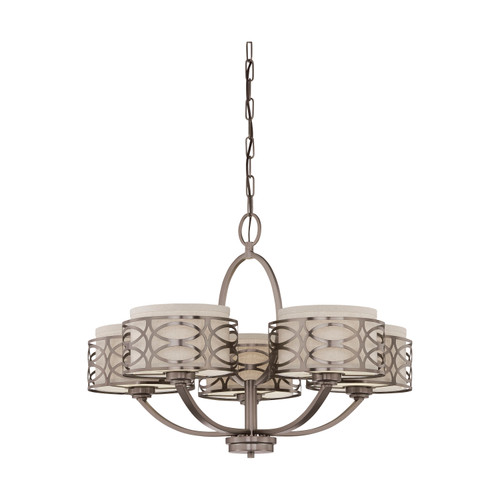 Nuvo 60/4725 Harlow; 5 Light; Chandelier with Khaki Fabric Shades