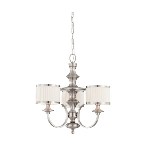 Nuvo 60/4734 Candice; 3 Light; Chandelier with Pleated White Shades