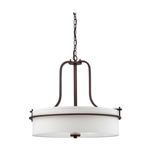 Nuvo 60/5008 Loren; 3 Light; Pendant with White Linen Shade