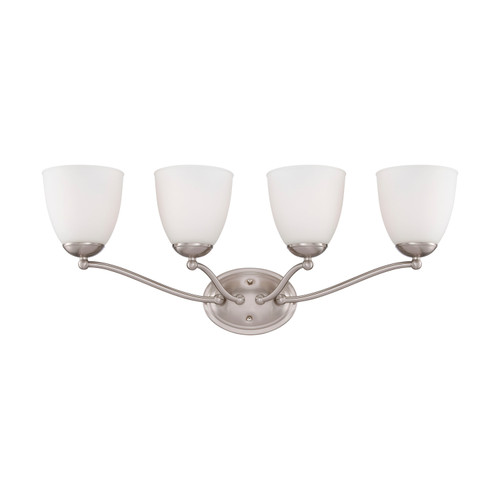 Nuvo 60/5054 Patton ES; 4 Light; Vanity Fixture with Frosted Glass; (4) 13W GU24 Lamps Included