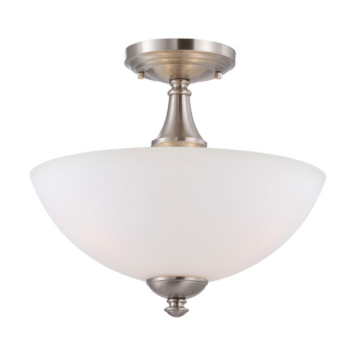 Nuvo 60/5064 Patton ES; 3 Light; Semi-Flush with Frosted Glass; (3) 13W GU24 Lamps Included
