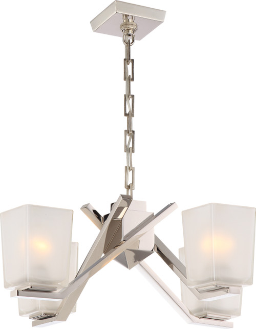 Nuvo 60/5091 Timone; 4 Light; Pendant with Etched Sandstone Glass; Polished Nickel Finish