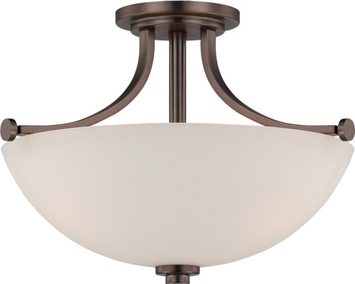 Nuvo 60/5117 Bentley; 3 Light; Semi-Flush with Frosted Glass