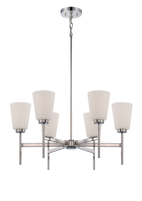 Nuvo 60/5216 Benson; 6 Light; Chandelier with Satin White Glass